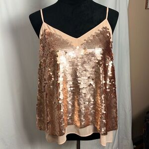 NWT Anthropologie fish scale sequined Camisole top rose gold size 8